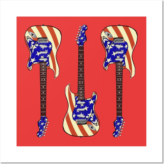 Triple USA Stratocaster Wall Art by saintchristopher